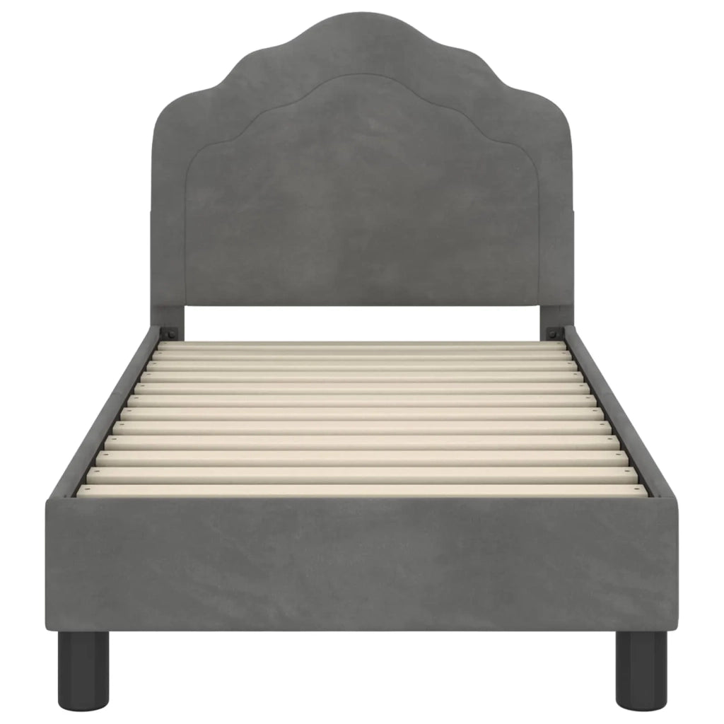 Struttura letto per bambini con testata Grigio Scuro Velluto