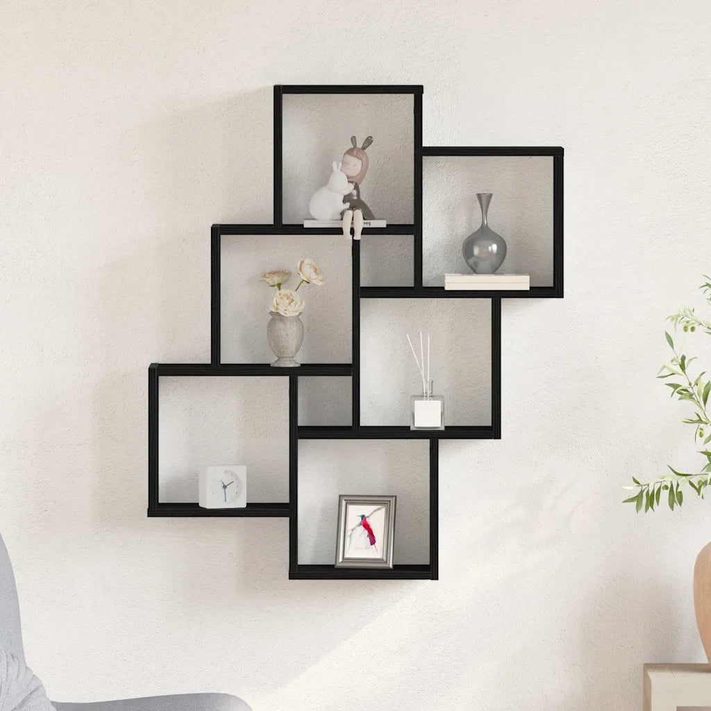 Scaffale da parete A parete Rovere Nero 78 x 15 x 93 cm 862649