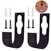Due sostituenti di tubo per giardino estensibili con ganci forati; ganci per tubo 21,5 cm * 7,5 * 11,7 cm; ganci metallici per tubo estensibili con vite per l'immagazzinamento; supporti per tubo in plastica neri.