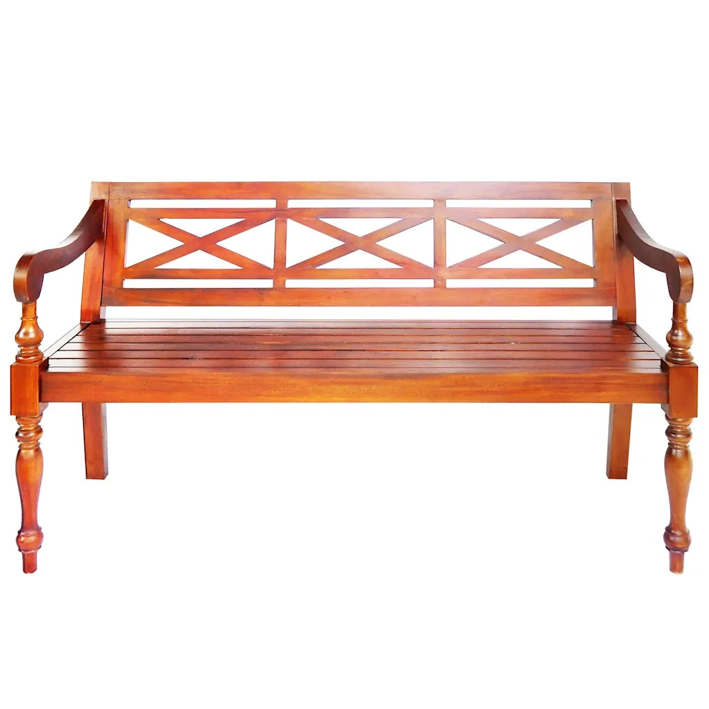 Panca Batavia 123 cm in Legno Massello di Mogano Marrone Scuro cod mxl 41317
