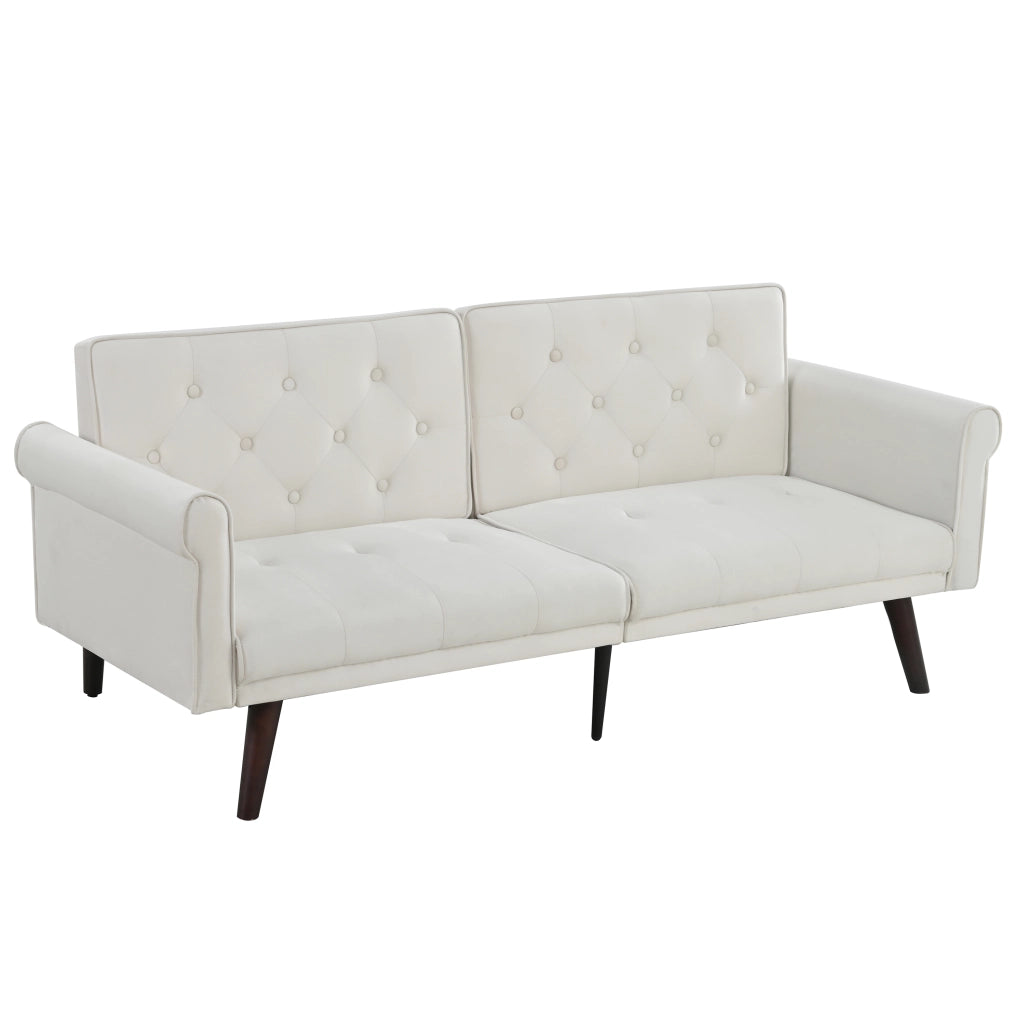 Divano letto 2 posti - con schienale reclinabile e funzione ospiti - in velluto beige