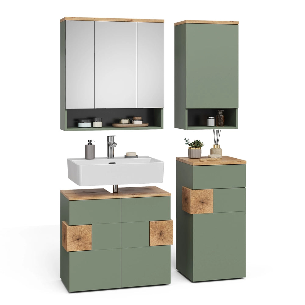 Vicco Set di mobili da bagno Verde/Artigianale 4 parti