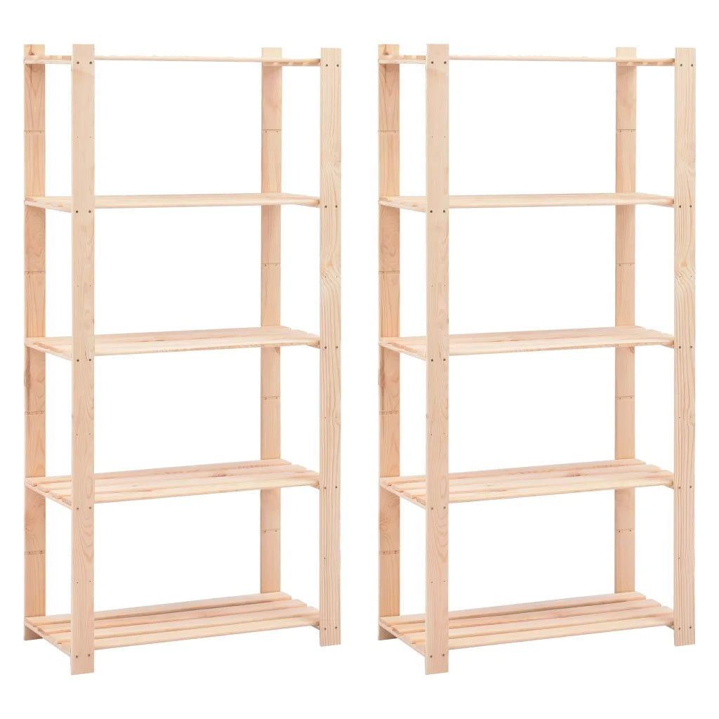 Scaffali a 5 Livelli 2 pz 80x38x170 cm in Massello Pino 250 kg cod mxl 53409