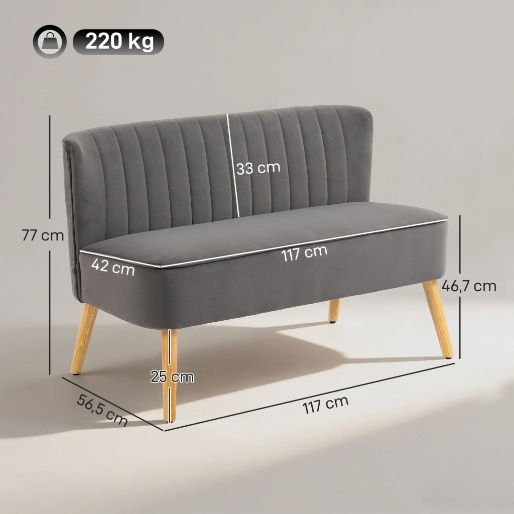 Divano 2 posti retrodesign ¨C zephmum ¨C gambe in legno, grigio scuro, 117x56.5x77 cm