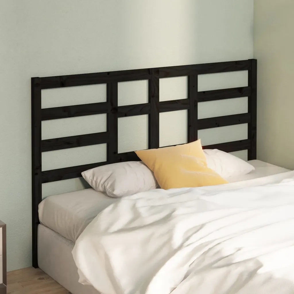 Testiera per Letto Nera 126x4x104 cm in Legno Massello di Pino 818134