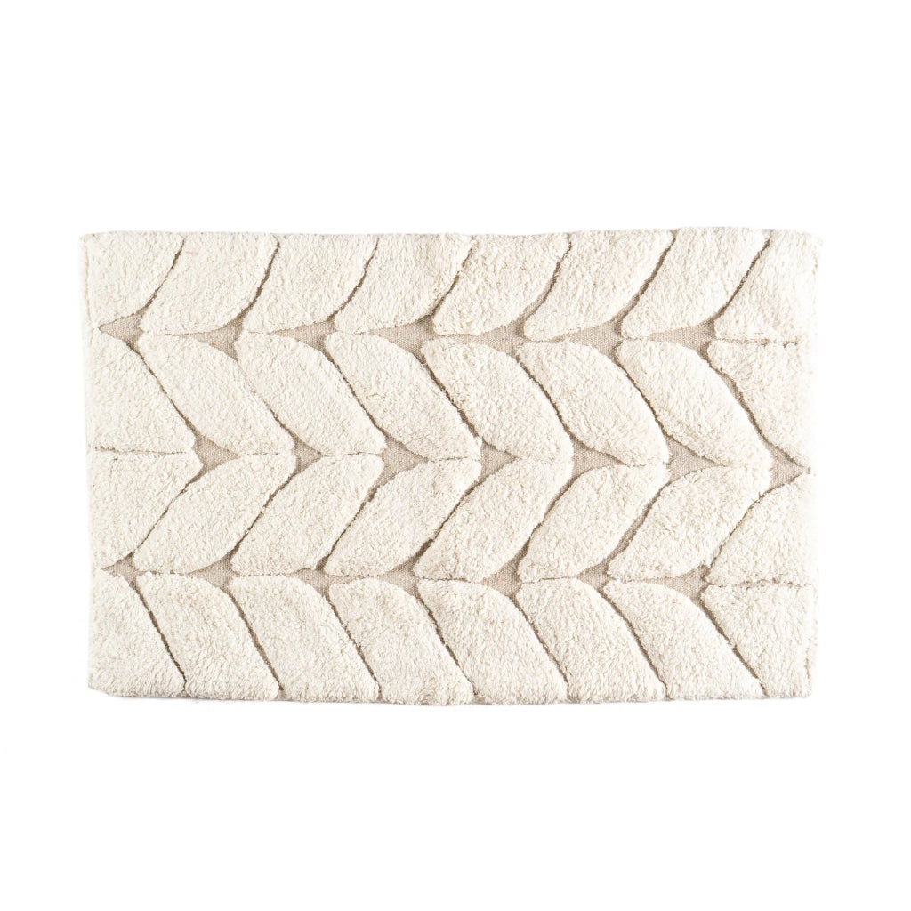 Tappeto Bagno Antiscivolo In Cotone Effetto Rilievo Assorbente, Morbido, Lavabile in Lavatrice 50x80 / 60x120 cm Bianco - 50x80 cm