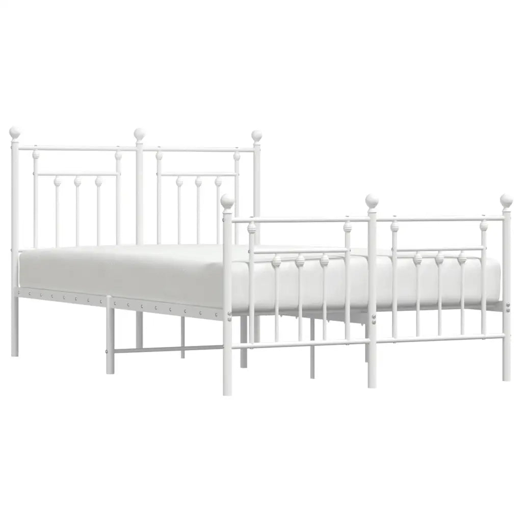 Giroletto con Testiera e Pediera-Struttura Letto Metallo Bianco 120x190 cm 850859