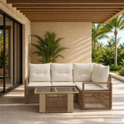 Set Divano da Giardino 5 pz Beige e Bianco Crema polyrattan 3437094