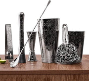 Set di Shaker per Cocktail - Attrezzatura da Bar Professionale - 7 pezzi - Nero