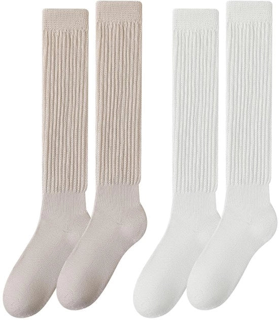 Calze per donna con collo alto - Pantofole slouch in cotone - Calze casual extra lunghe - Calze leggere e elastiche