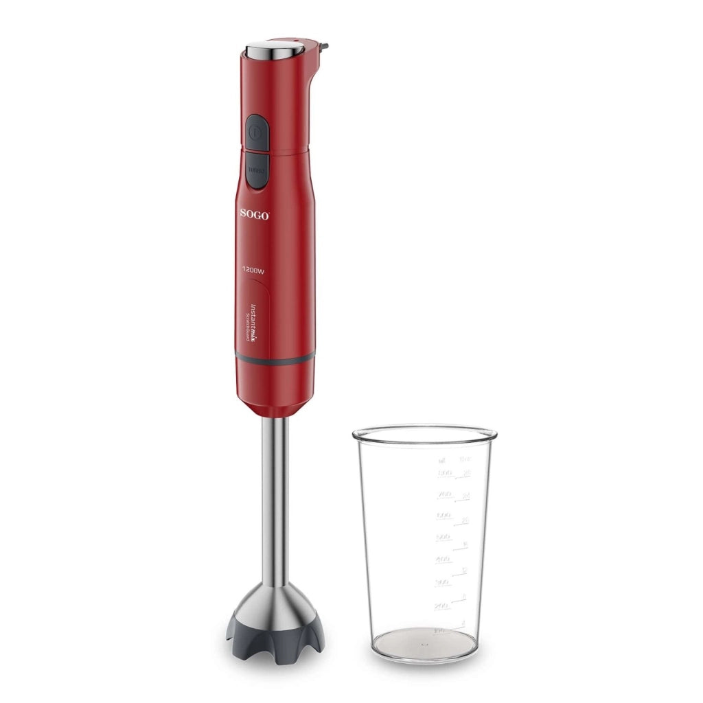 Frullatore a immersione 1200W, 6 lame in acciaio inox con rivestimento titanio e 21 velocità, con bicchiere 800 ml - Sogo