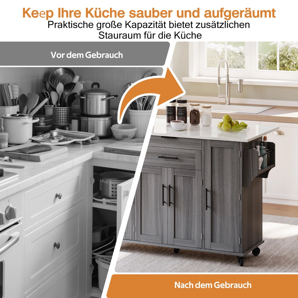 CARRELLO ISOLA CUCINA 136x70x92 cm GRIGIO MDF