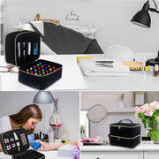 Tas di manicure a doppia pila - design fino a 50 contenitori - nero