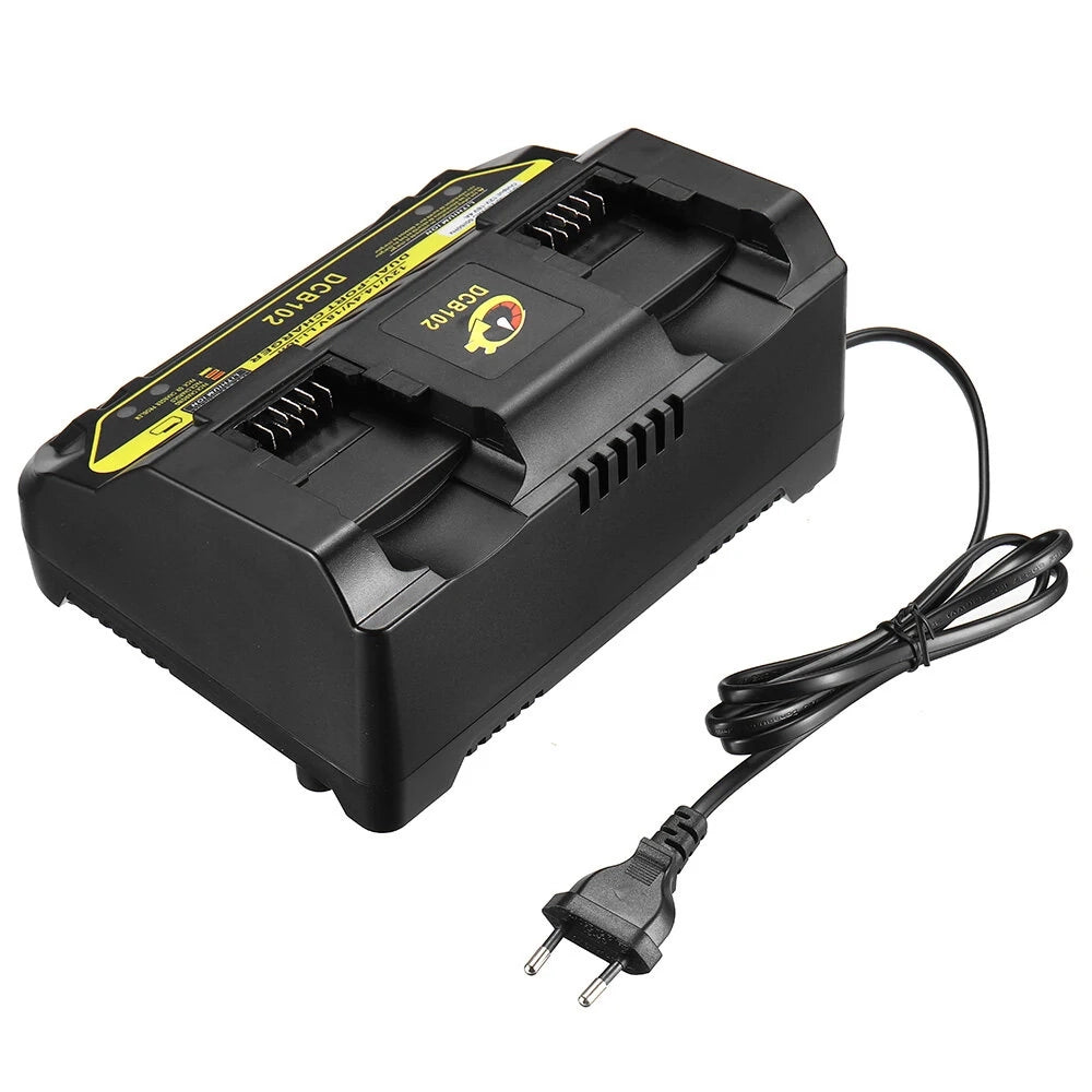 Caricabatterie Doppio di Ricambio compatibile con DeWalt 10.8V–20V – Modello DCB102 | Ingresso 110–240V, 50/60Hz