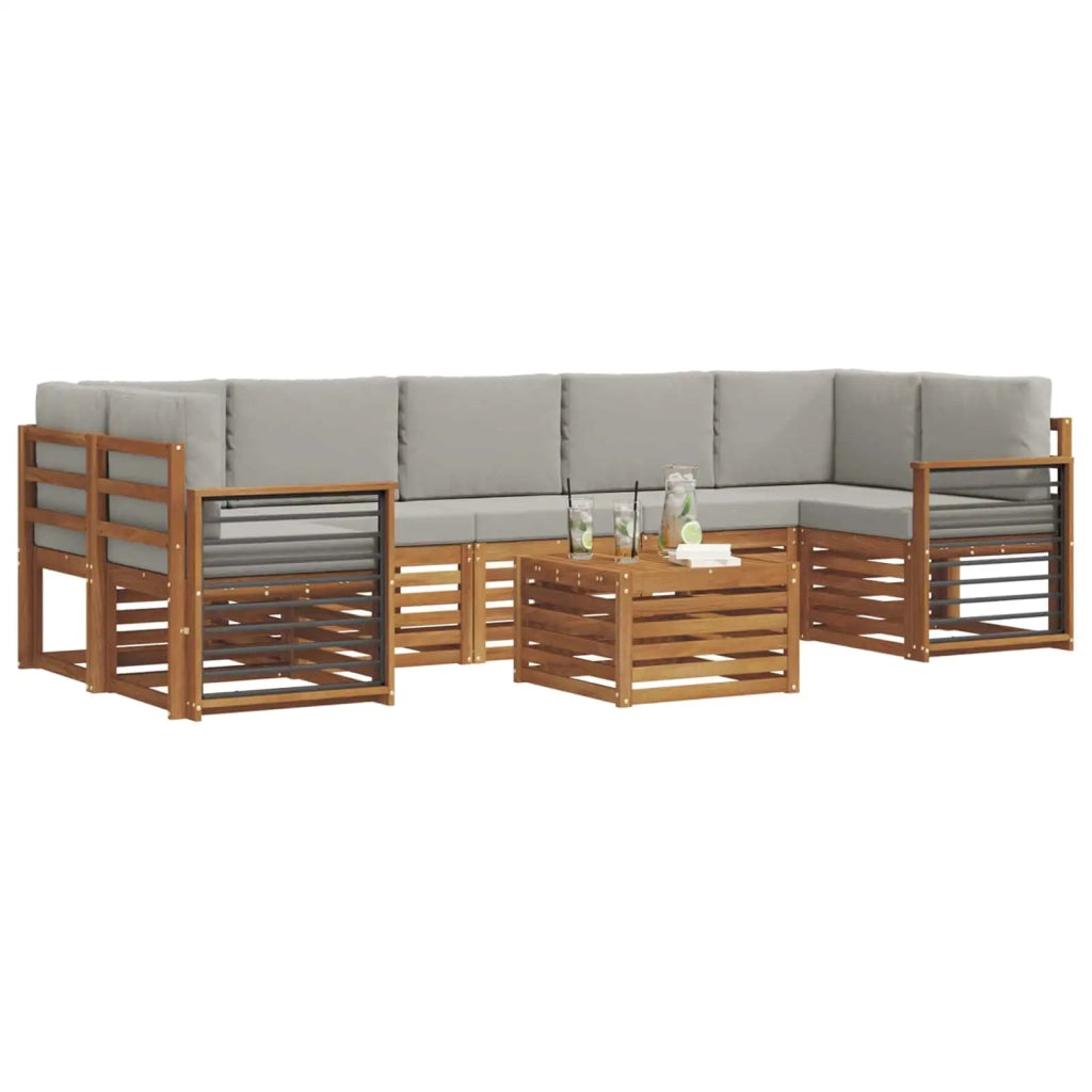 Set di divani da esterno 8 pcs Grigio Naturale e Chiaro 3374541