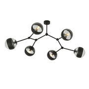 Plafoniera Minimal Iperione Acciaio Nero 6 Luci E14 Ip20