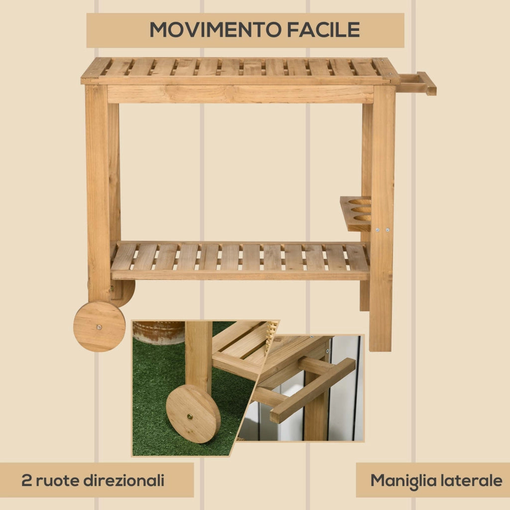 Carrello Portavivande da Giardino ¨C Zephmum ¨C Legno 95x47x74 cm