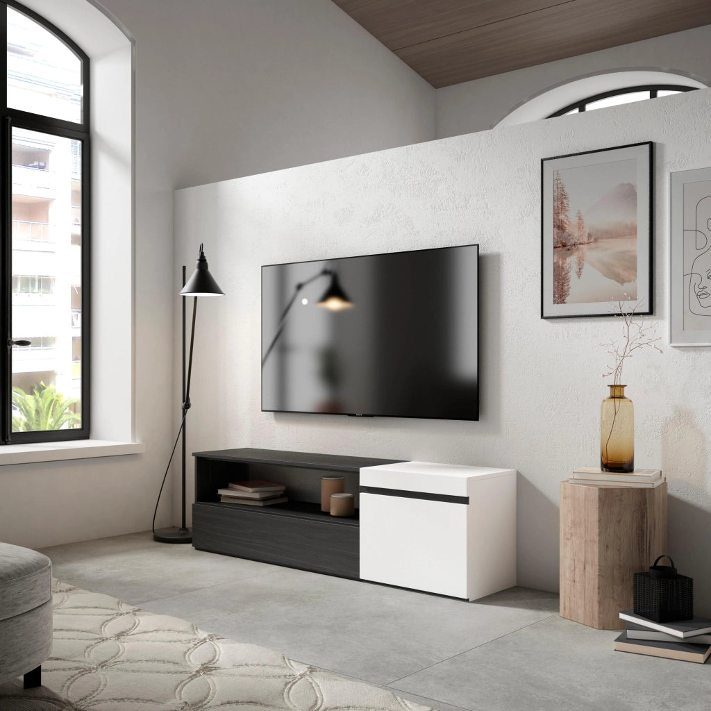 Mobile TV Soggiorno, 150x35x45cm, Per TV fino a 65", Mobile Soggiorno, Bianco e nero RF2439
