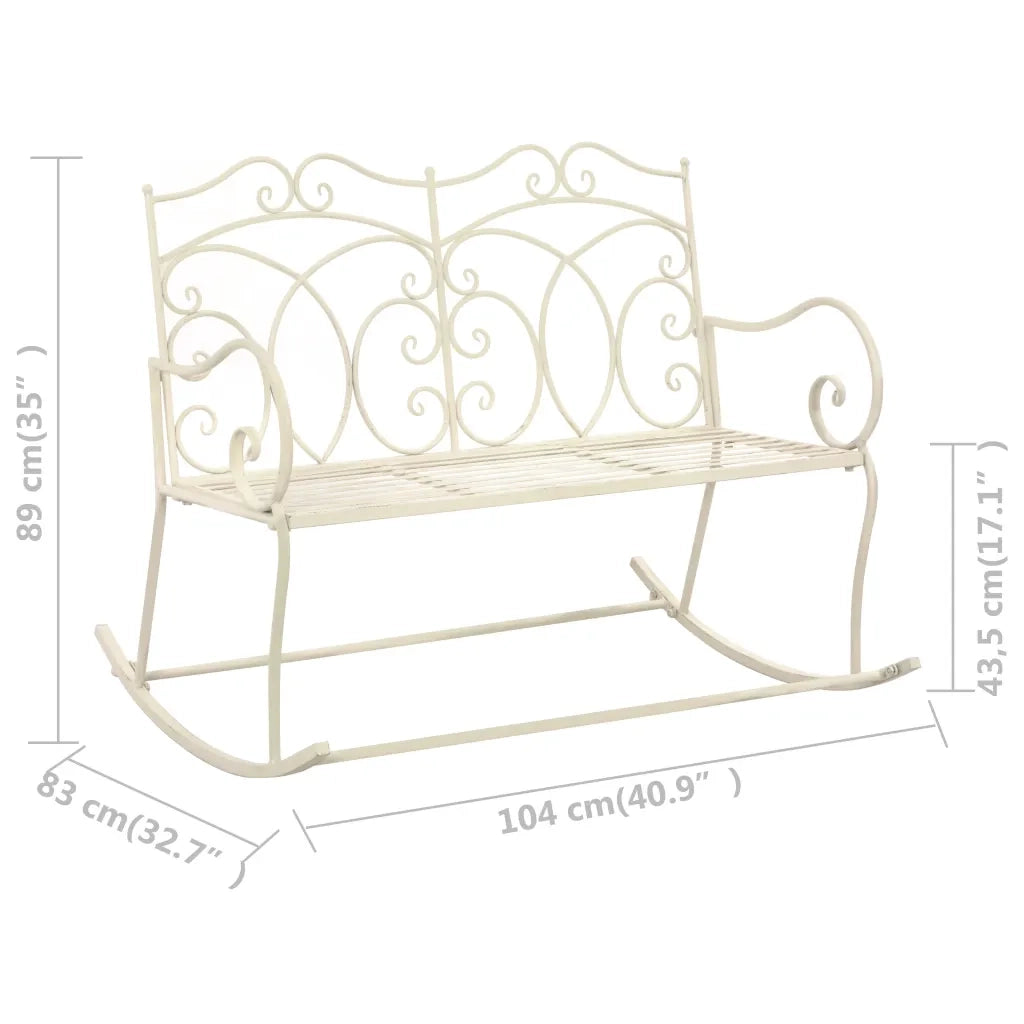 Panchina da Giardino 104 cm in Ferro Bianco Anticato cod mxl 52730