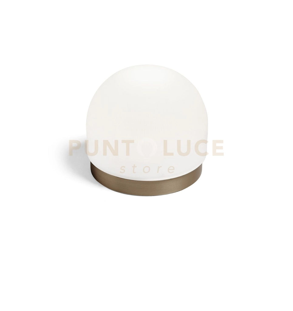 DOMU LAMPADA DA TAVOLO PICCOLA BRONZO VETRO BIANCO 1 LUCE ATTACCO GX53
