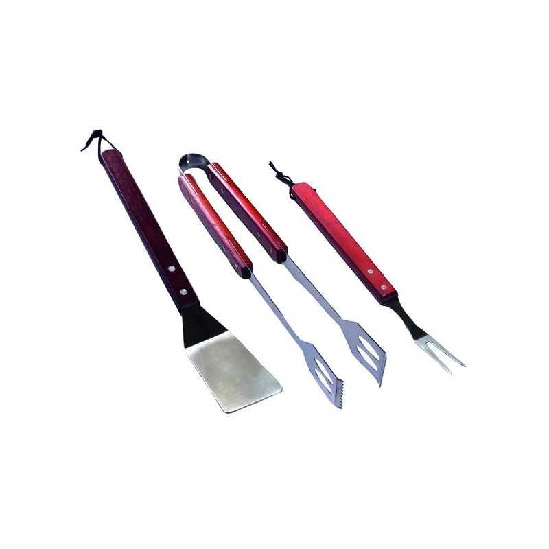 Set P/Barbecues Sandrigarden 3 Pezzi Manico Legno Acc. Inox