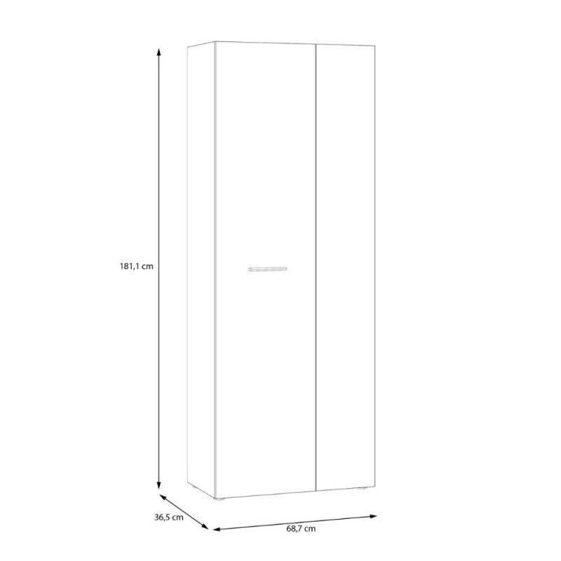 Armadio multiuso Teodoro 2 ante con portascope struttura rovere e 1 anta bianco