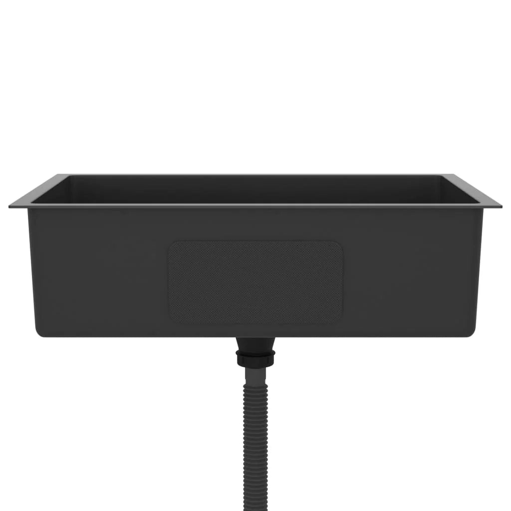Lavello da cucina fatto a mano lavandino da bagno per interni 70 x 40 cm acciaio inox nero 02_0002468