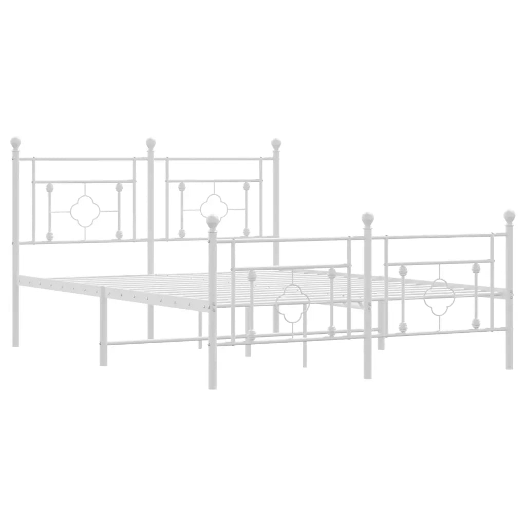 Giroletto con Testiera e Pediera Metallo Bianco 140x200 cm 374407
