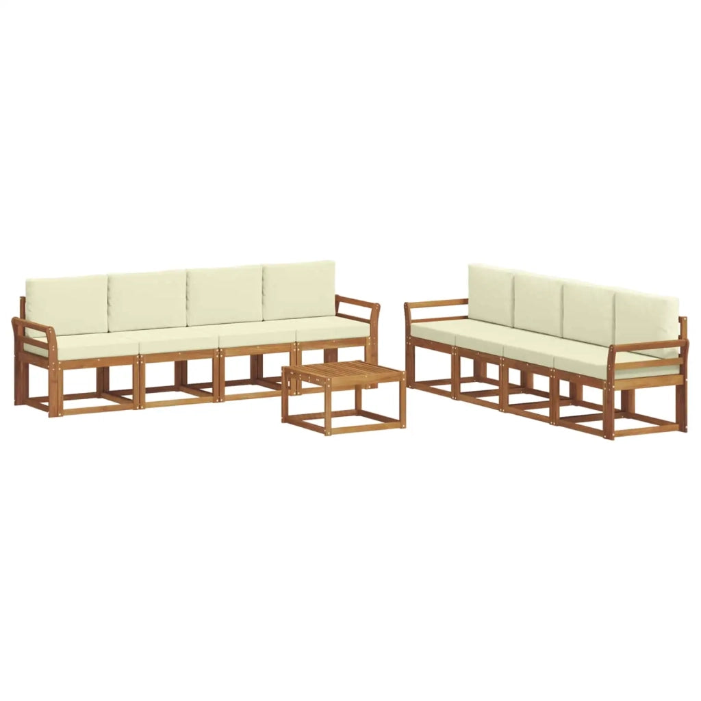 Set di divani da esterno con cuscino 9 pcs Naturale e Crema