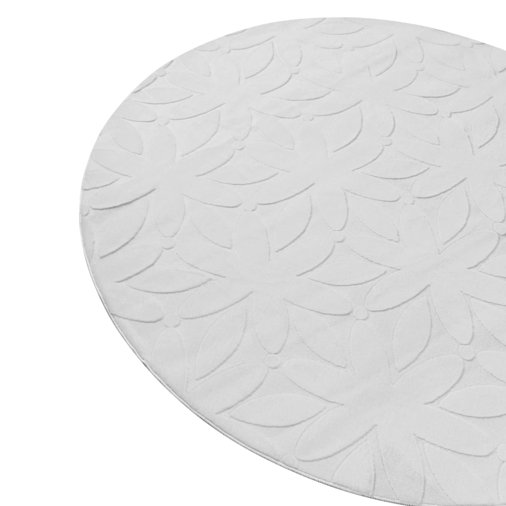 Tappeto Rotondo Grigio chiaro in Tessuto Jacquard ø 160 cm