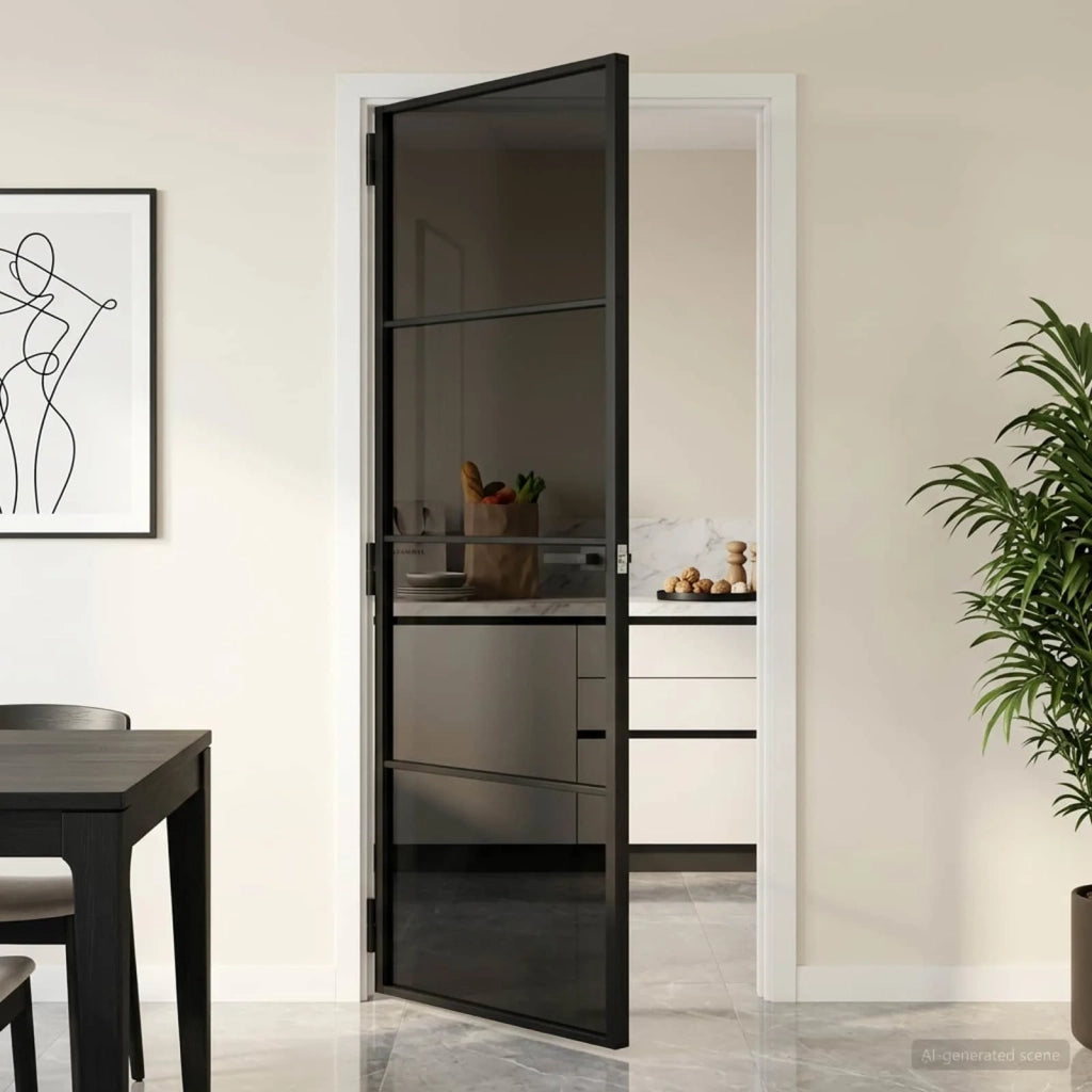 Porta Interna 83 x 201,5 cm Vetro Temperato e Alluminio 42054102