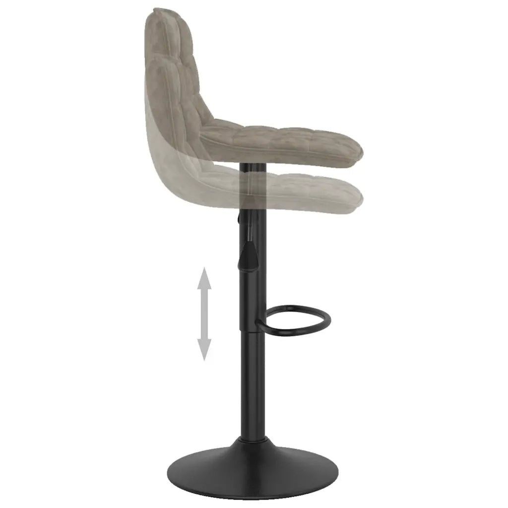 Sgabello da Bar Grigio Chiaro in Velluto 333980
