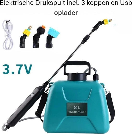 Spazzola elettrica - Pistola ad aria compressa automatica - 8 Litri - Movimento a un clic - Aspirapolvere ad acqua - Spremitore elettrico - Senza più pompaggio - 5 Modalità di spruzzo