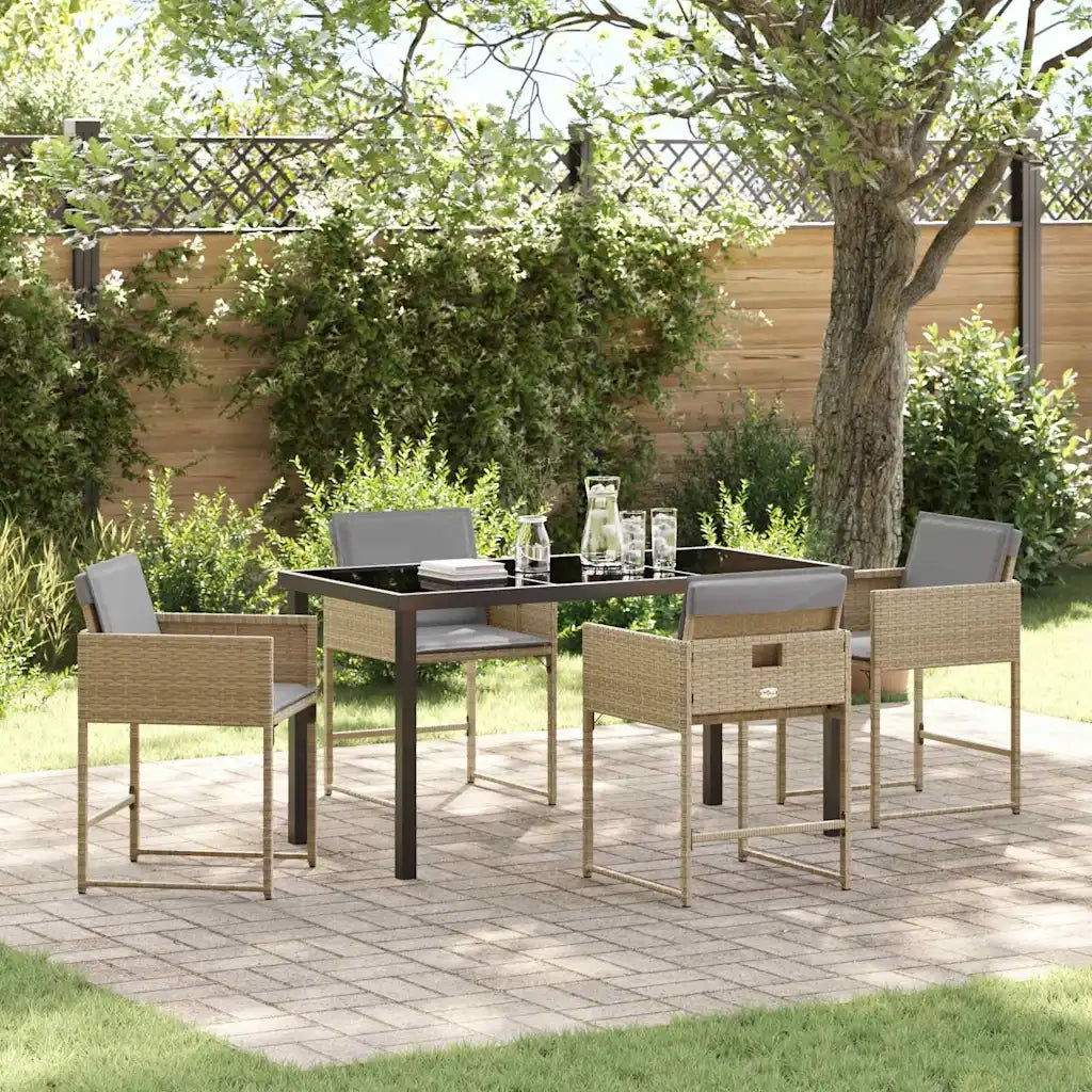 Set da Pranzo per Giardino 5 pz | Set Salotto da Giardino Beige polyrattan