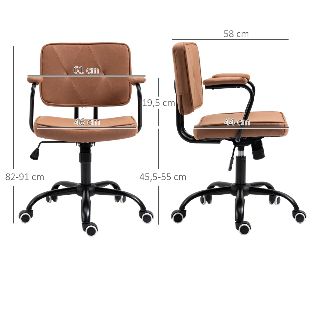 Sedia da ufficio girevole con altezza regolabile e schienale reclinabile in schiuma marrone 61 × 58 × 82-91 cm