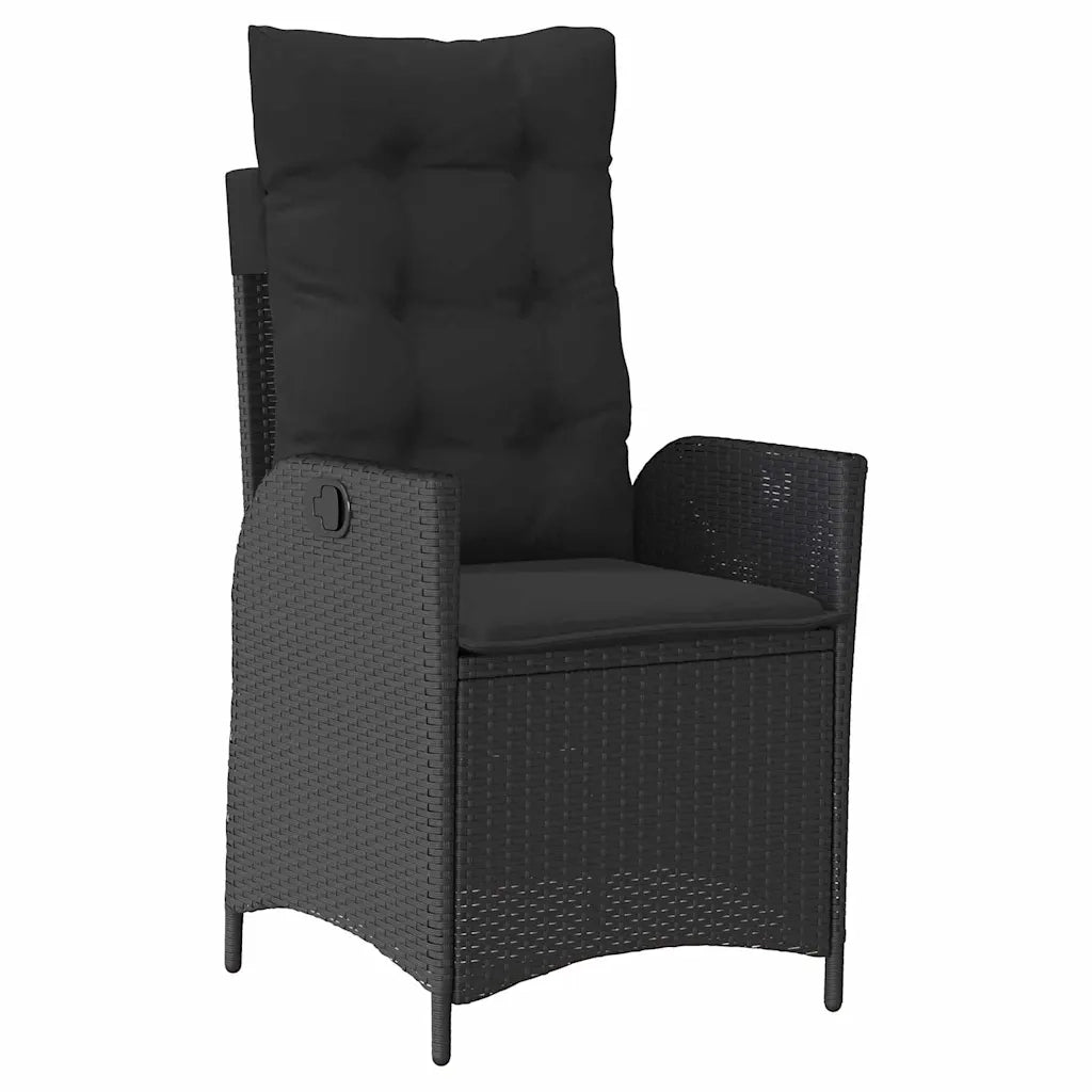Set da Pranzo per Giardino con cuscino 3 pcs Nero polyrattan 3380484