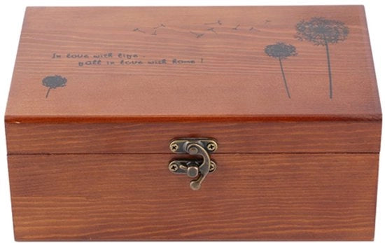 Scatola di conservazione in legno con disegno Taraxacum - Scatola di conservazione con accessori - Scatola vuota - Scatola di finitura 22,5x14,5x10cm