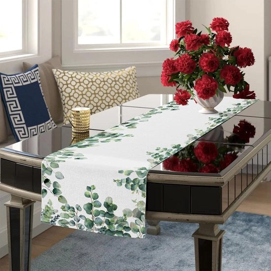 Tavolo con Foglie di Eucalipto per Ambiente Interno ed Esterno, 40 x 140 cm