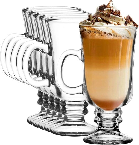 Set di Caffè in Vetro 200ml Resistenti al Calore e Duraturi - Tazze di Caffè di Lusso per Espresso Cappuccino Latte - Utilizzo in Casa, Ufficio e Caffè - Set di 6 Tazze di Caffè