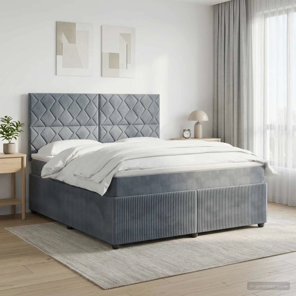 Letto Box Spring LED con Materasso Grigio Scuro 180 x 200 cm 3456126