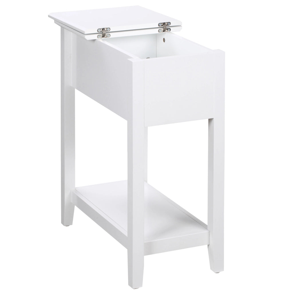 Comodino con Ripiano e Foro per Cavi ¨C zephmum ¨C Bianco 60,5x32,5x70 cm