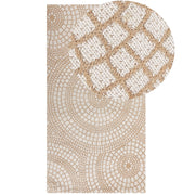 Tappeto da giardino beige e bianco in iuta 80 x 150 cm Rettangolare con motivo geometrico a trama piatta stile boho Camera da letto Soggiorno