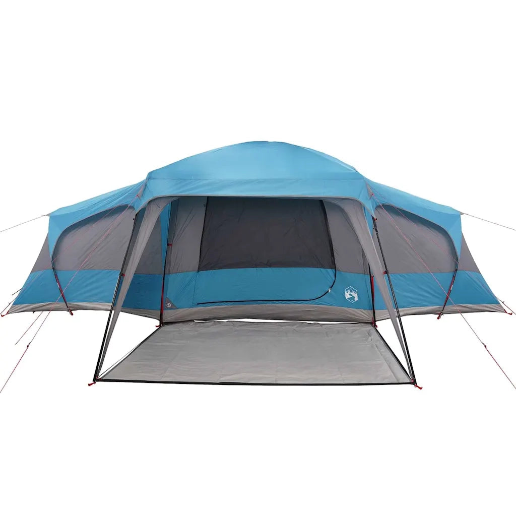 Tenda da Campeggio con Portico Cupola 9 Persone-Tenda per Escursionismo Blu Impermeabile