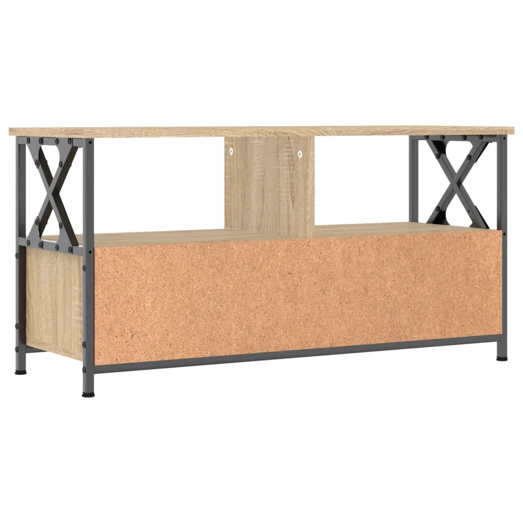 Mobile TV Rovere Sonoma 90x33x45 cm Legno Multistrato e Ferro 831794
