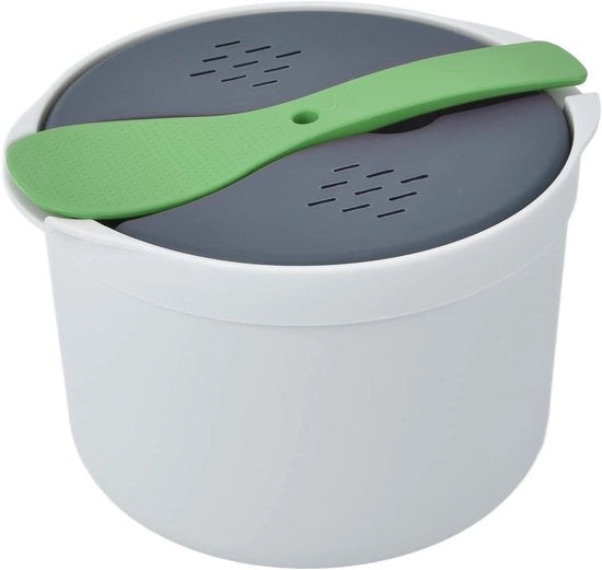 Cucina Riso Plus - Magnetron Riso Cottura 2L con PP Cucchiaio e Setaccio, Pentola a Vapore Cottura per Pastamaker, Pasta Noedels e Ramen (VERDE)