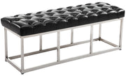 Panca Amun in similpelle e acciaio nero,120 cm