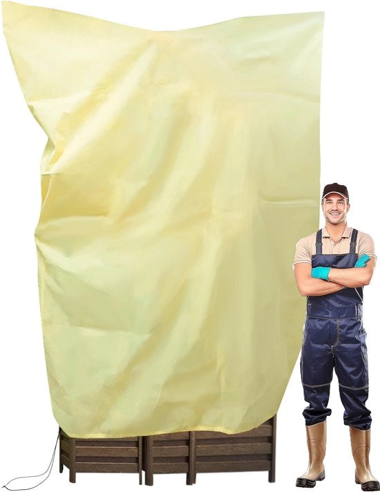 Copertura invernale per piante, 200x240cm, copertura per piante con cappuccio, con chiusura per palme, piante da olio e piante in vaso, cappuccio respirante - resistente alle scalfitture, beige