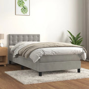 Giroletto a Molle con Materasso-Struttura Letto Grigio Chiaro 80x200 cm Velluto 257518