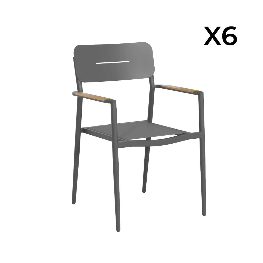 Set tavolo da giardino rotondo in alluminio con 6 sedie, antracite