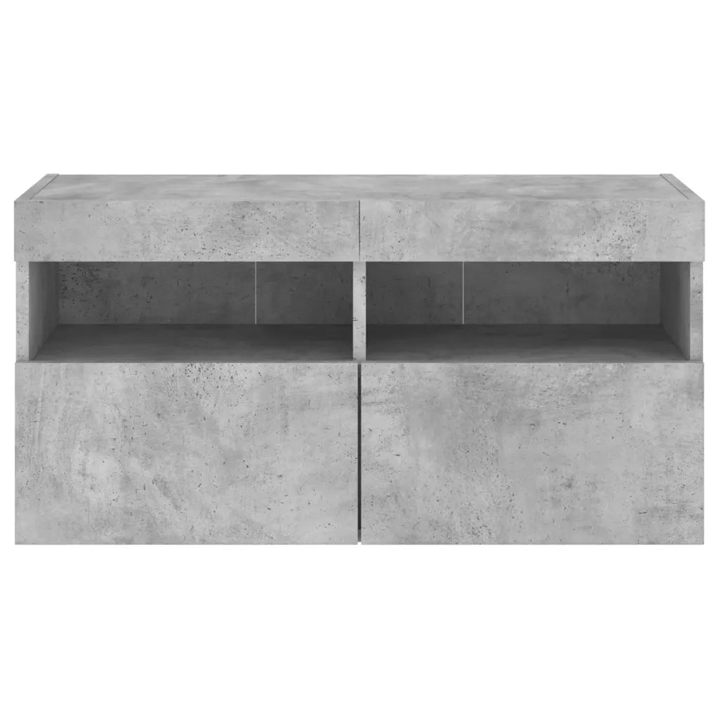 Mobile TV a Parete | Armadietto TV | Mobile Porta TV con Luci LED Grigio Cemento 80x30x40 cm